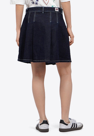 Pleated Denim Mini Skirt