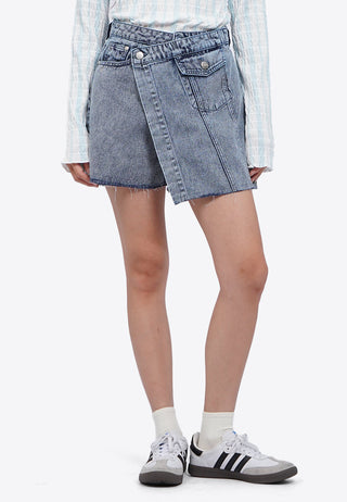 Wrapped Mini Denim Skort