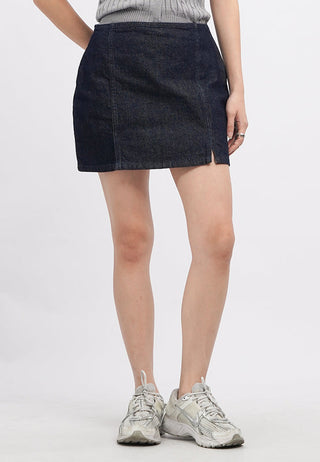Mini Denim Skirt with Slit Details