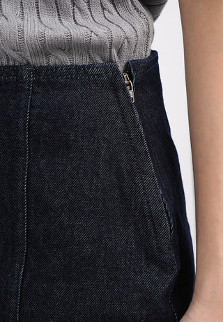 Mini Denim Skirt with Slit Details