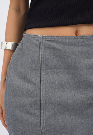 Mini Denim Skirt with Slit Details