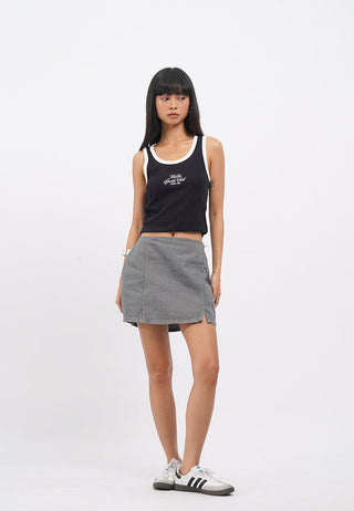 Mini Denim Skirt with Slit Details