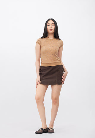 Mini Denim Skort with Slit Details
