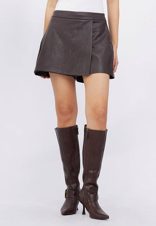 Leather Wrap Mini Skort