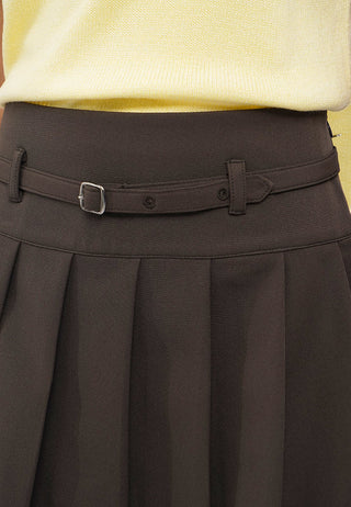 Pleated Mini Skirt with Belt
