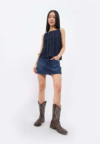 Peplum Denim Sleeveless Top