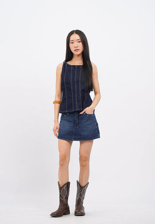 Peplum Denim Sleeveless Top