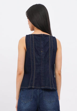 Peplum Denim Sleeveless Top