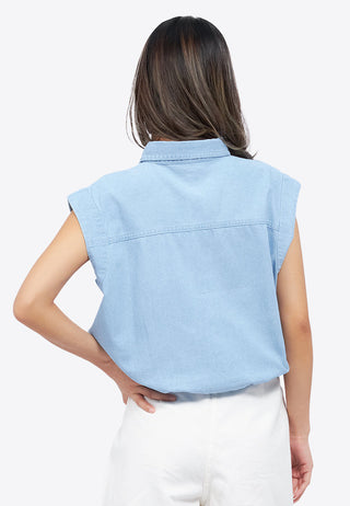 Button Up Shirt with Drawstring Hem