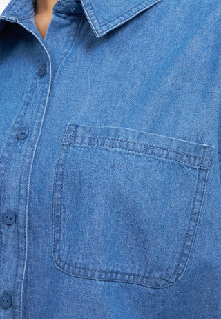 Button Up Shirt with Drawstring Hem