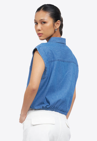 Button Up Shirt with Drawstring Hem