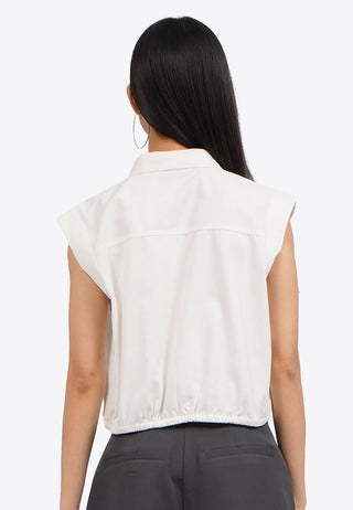 Short Sleeve Blouse with Tied Hemline