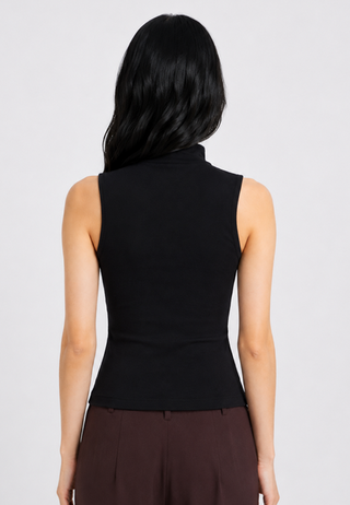 Turtle Neck Sleeveless Fitted Top
