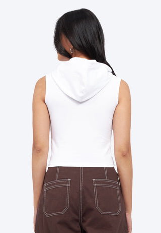 Hooded Sleeveless Ruched Top