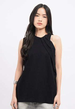 Sleeveless Drapery Washed Top