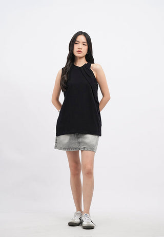 Sleeveless Drapery Washed Top