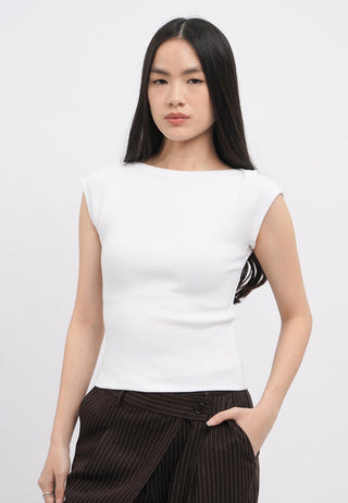 Sleeveless Boat Neck Top