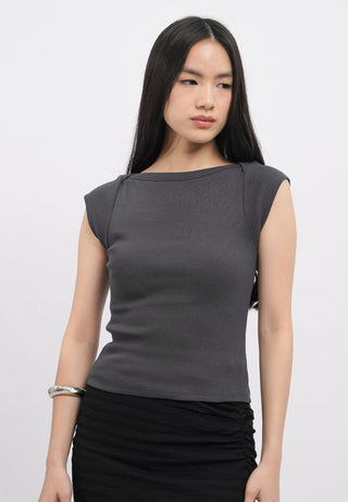 Sleeveless Boat Neck Top