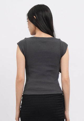 Sleeveless Boat Neck Top