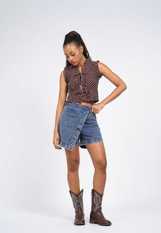 Smocked V-Neck Sleeveless Top