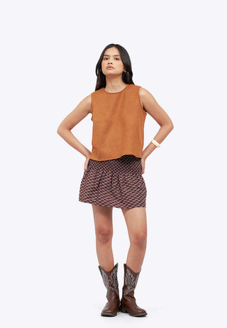 Sleeveless Suede Crop Top