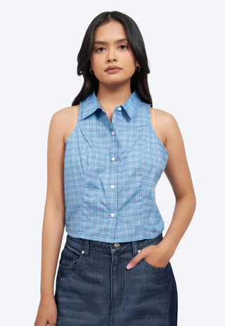 Button Up Halter Checks Shirt
