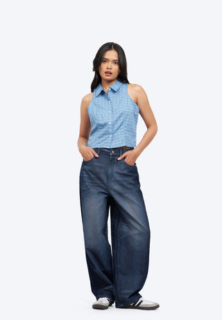Button Up Halter Checks Shirt