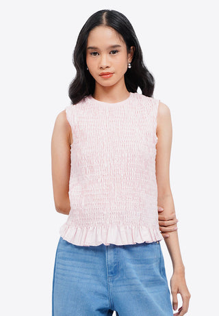 Smocked Sleeveless Top