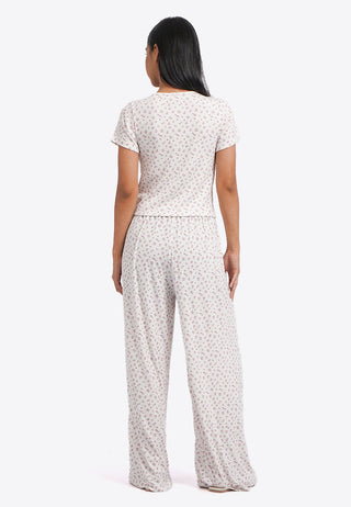 Short Sleeve Pajama Set with Long Pants