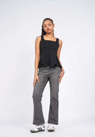 Fitted Sleeveless Peplum Top