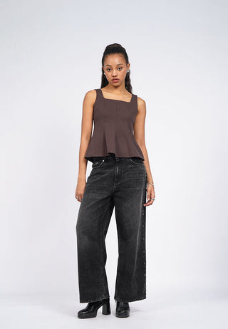 Fitted Sleeveless Peplum Top