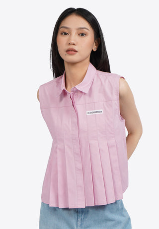 Pleated Sleeveless Blouse