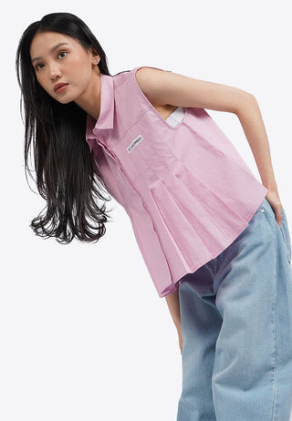 Pleated Sleeveless Blouse