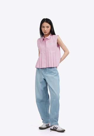 Pleated Sleeveless Blouse