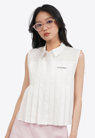 Pleated Sleeveless Blouse