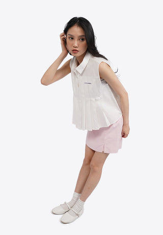 Pleated Sleeveless Blouse