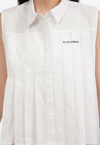 Pleated Sleeveless Blouse