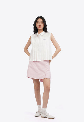 Pleated Sleeveless Blouse