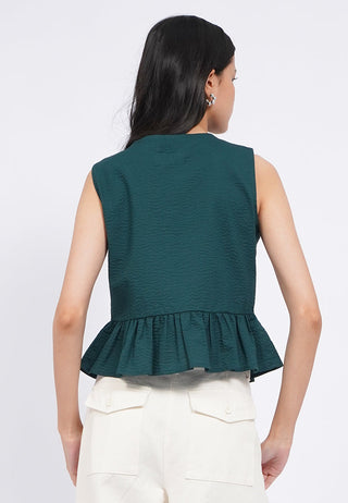 Textured Sleeveless Blouse with Tie