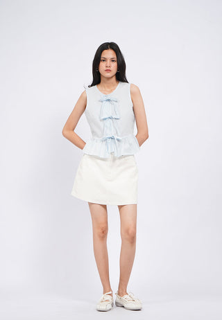 Textured Sleeveless Blouse with Tie