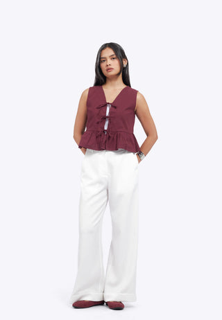 Ruffles Sleeveless Top with Tie