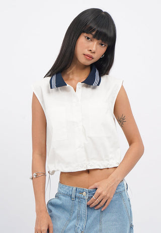 Rib Collar Sleeveless Shirt