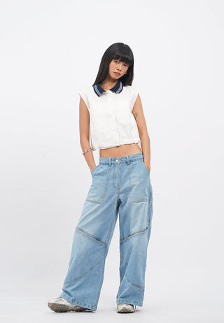 Rib Collar Sleeveless Shirt