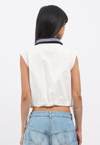 Rib Collar Sleeveless Shirt
