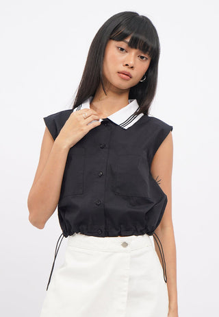 Rib Collar Sleeveless Shirt