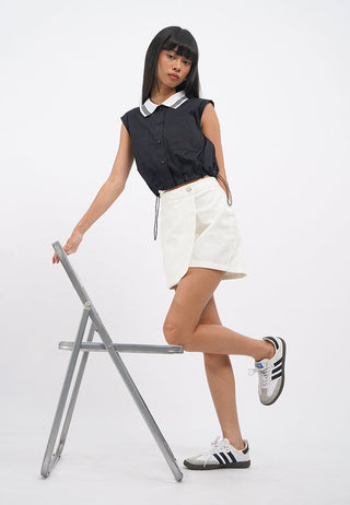 Rib Collar Sleeveless Shirt