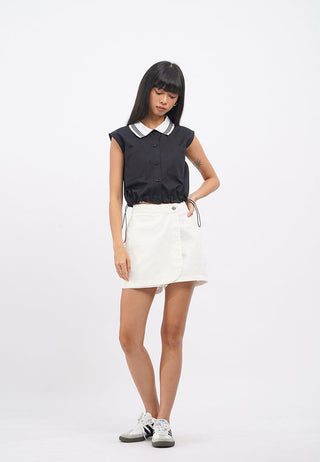Rib Collar Sleeveless Shirt