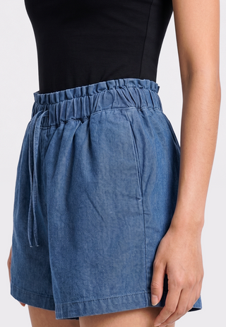 Denim Short Pants with Elastic Waist