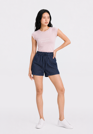 Denim Short Pants with Elastic Waist