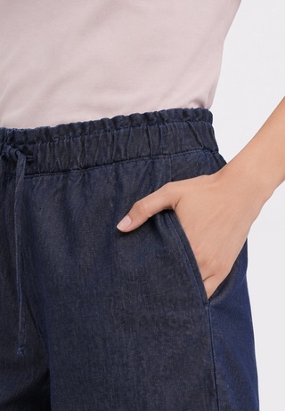 Denim Short Pants with Elastic Waist